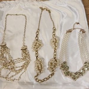 3 pearl & gold necklace bundle